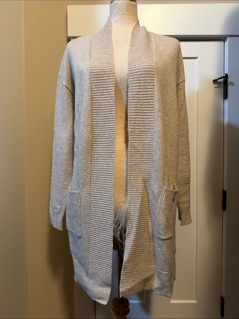 bp Light Beige Open-Front Cardigan with Pockets